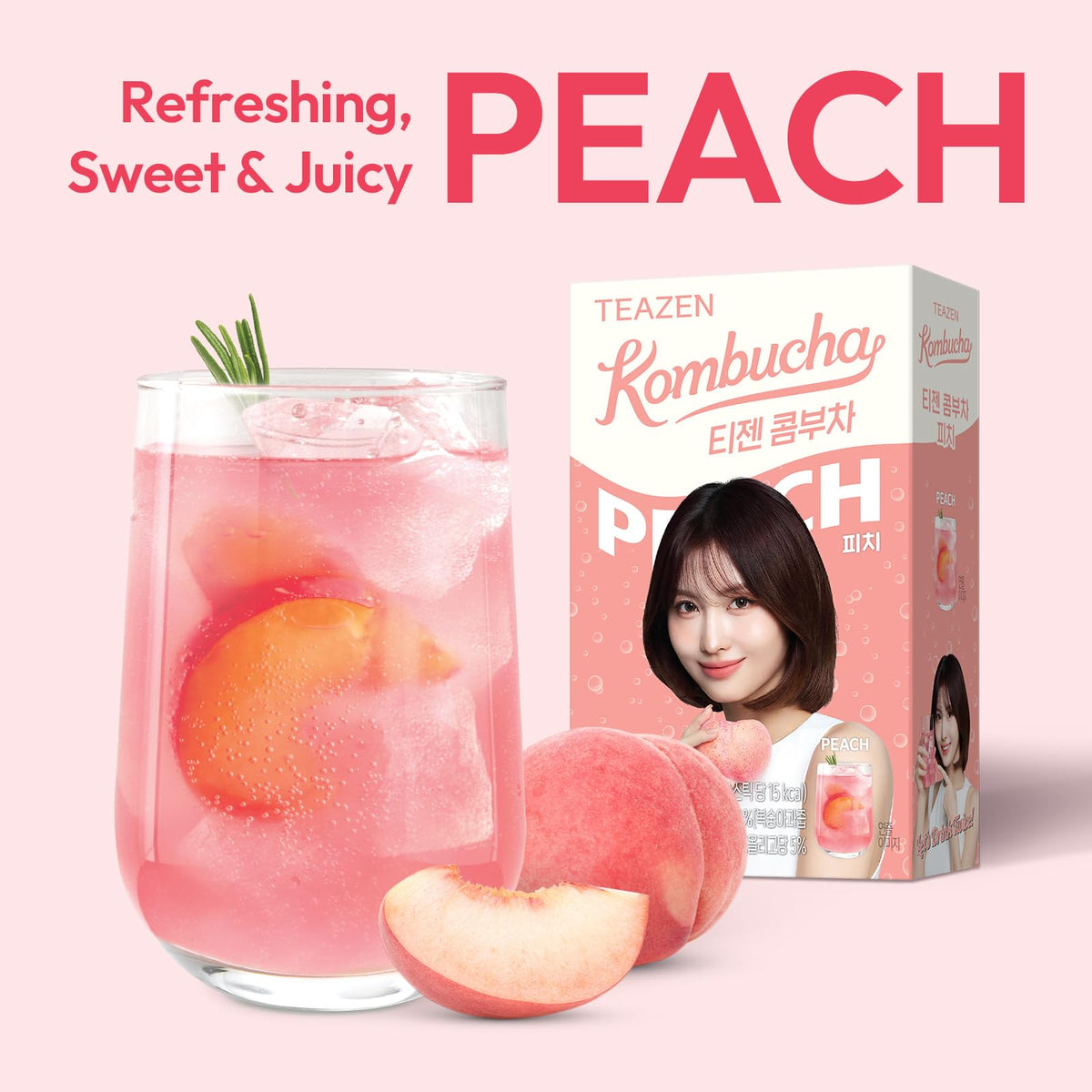 TEAZEN Peach Kombucha Tea - Sugar-Free, Live Probiotics, Portable Powder Drink Mix 4