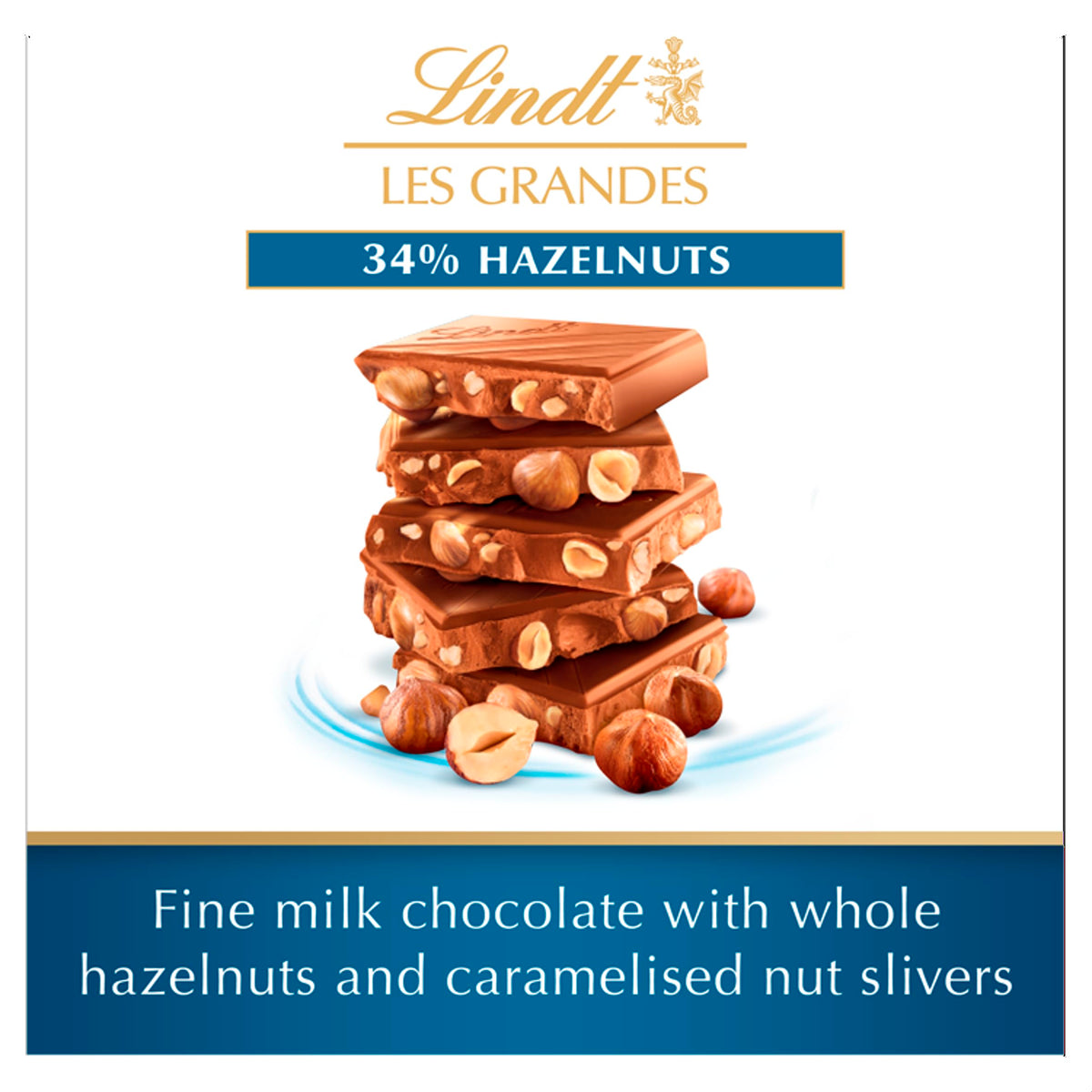 Lindt Les Grandes Milk Chocolate Hazelnut Bar - 34% Hazelnuts | 150g (Pack of 2) 3