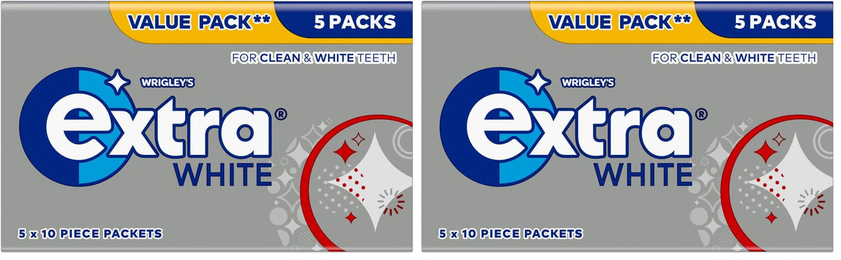Wrigley's Extra White Sugar-Free Chewing Gum - Pack of 12 (10 count per pack)