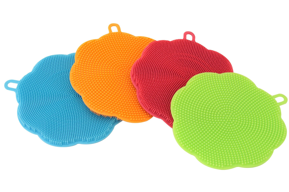 apollo THE HOUSEWARES BRAND Silicone Washing Up Scrub - Dual-Sided, Flexible, Assorted Colours