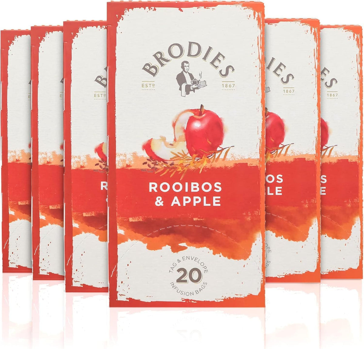 Brodies Rooibos and Apple Tea - Naturally Sweet & Caffeine-Free | 120 Tea Bags (6 x 20)