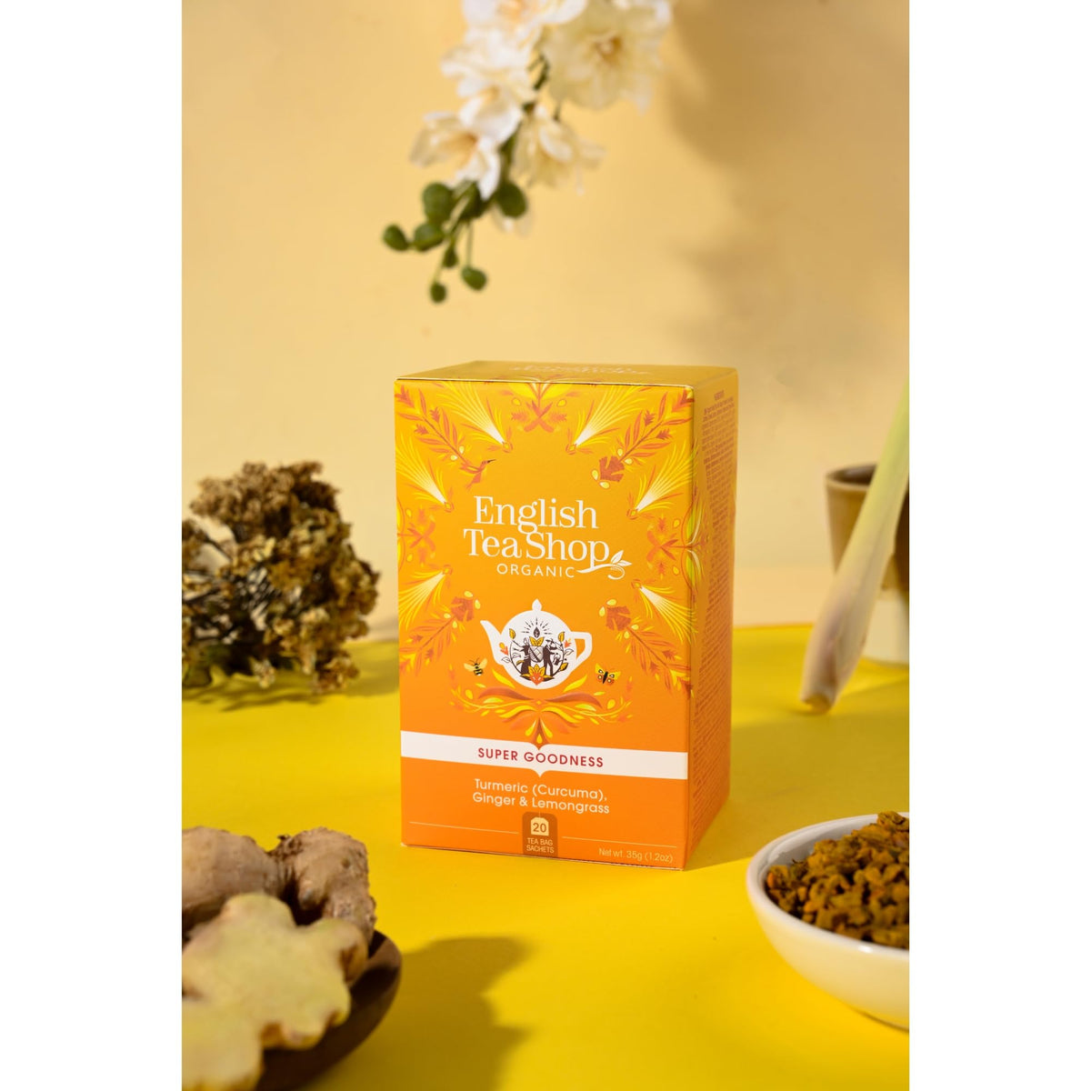 English Tea Shop Turmeric, Ginger & Lemongrass Whole Leaf Herbal Tea - Caffeine-Free, Organic, Fairtrade, 35g 3