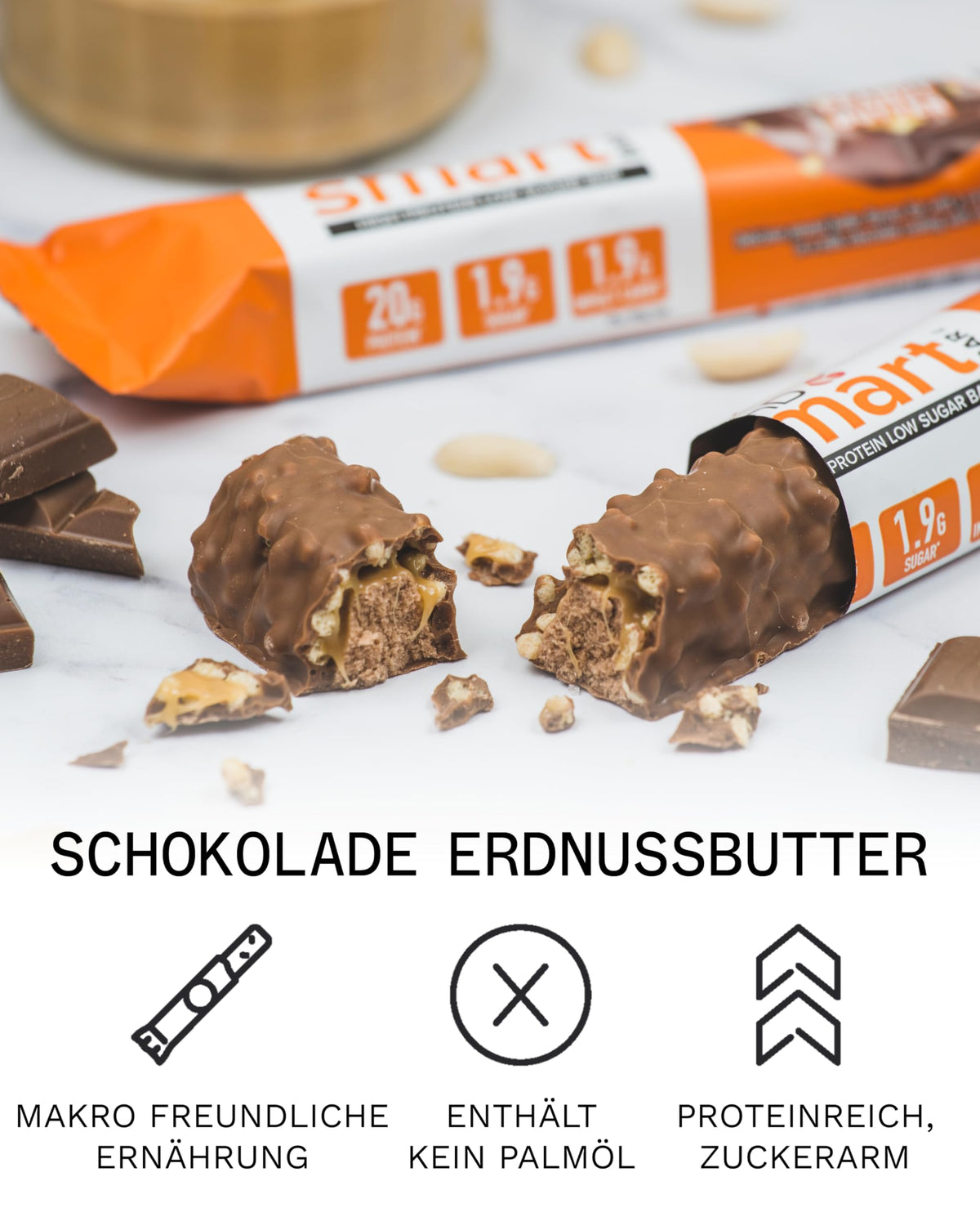 PhD Nutrition Smart Protein Bar - Chocolate Peanut Butter | 20g Protein | Low Sugar | 12 Count (Pack of 2) 2
