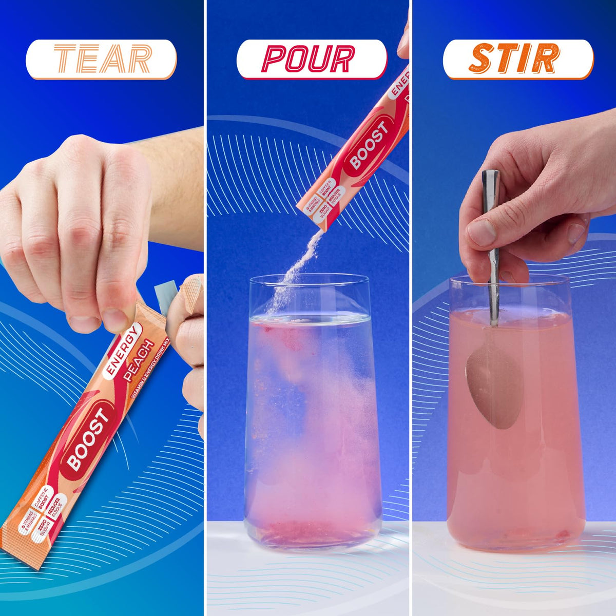 Boost Energy Powder Peach - Zero Sugar, 5g Sachets, 6 Pack 4