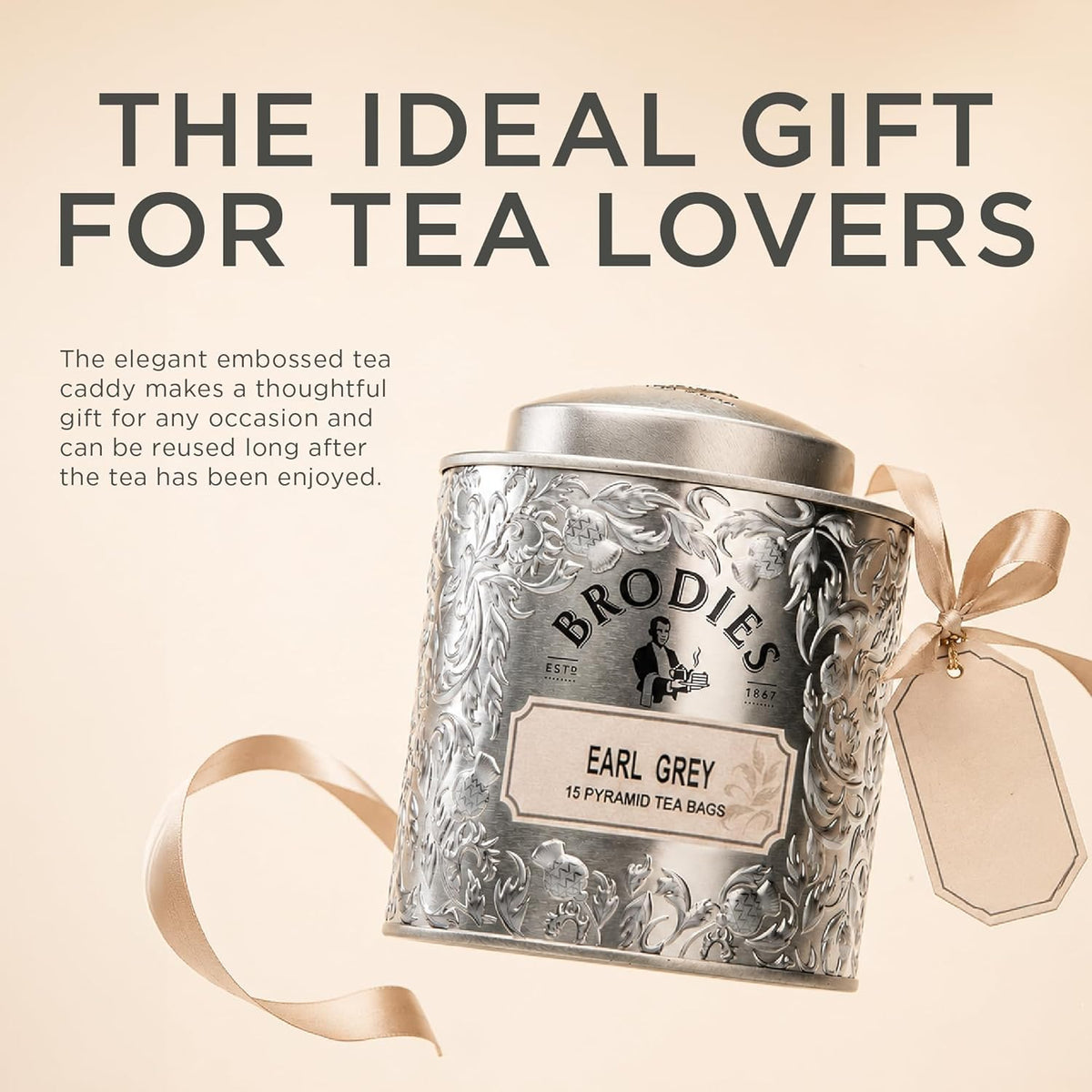 Brodies Earl Grey Pyramid Tea - 15 Count Caddy | Black Tea, Bergamot Oil, Cornflower Petals 3