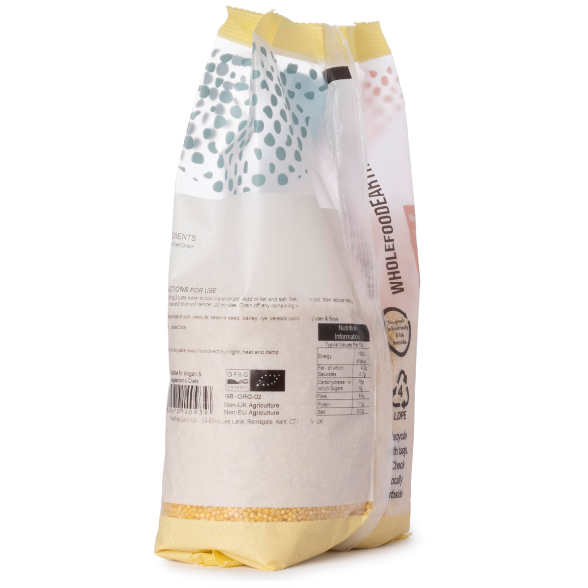 Wholefood Earth Organic Pearl Millet Grain - High Fibre, Vegan, GMO Free | 500g