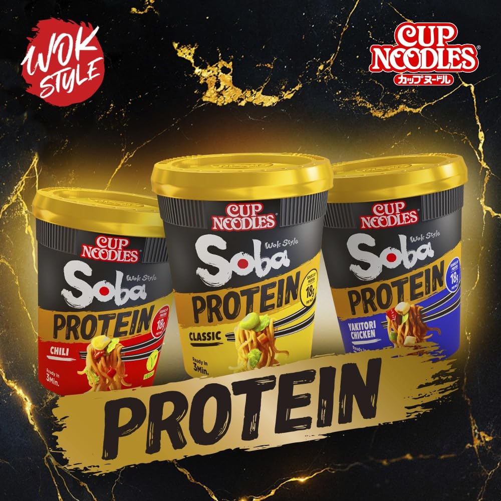 NISSIN Soba Protein Yakitori Chicken Noodles - 18g Protein, 8-Pack 4