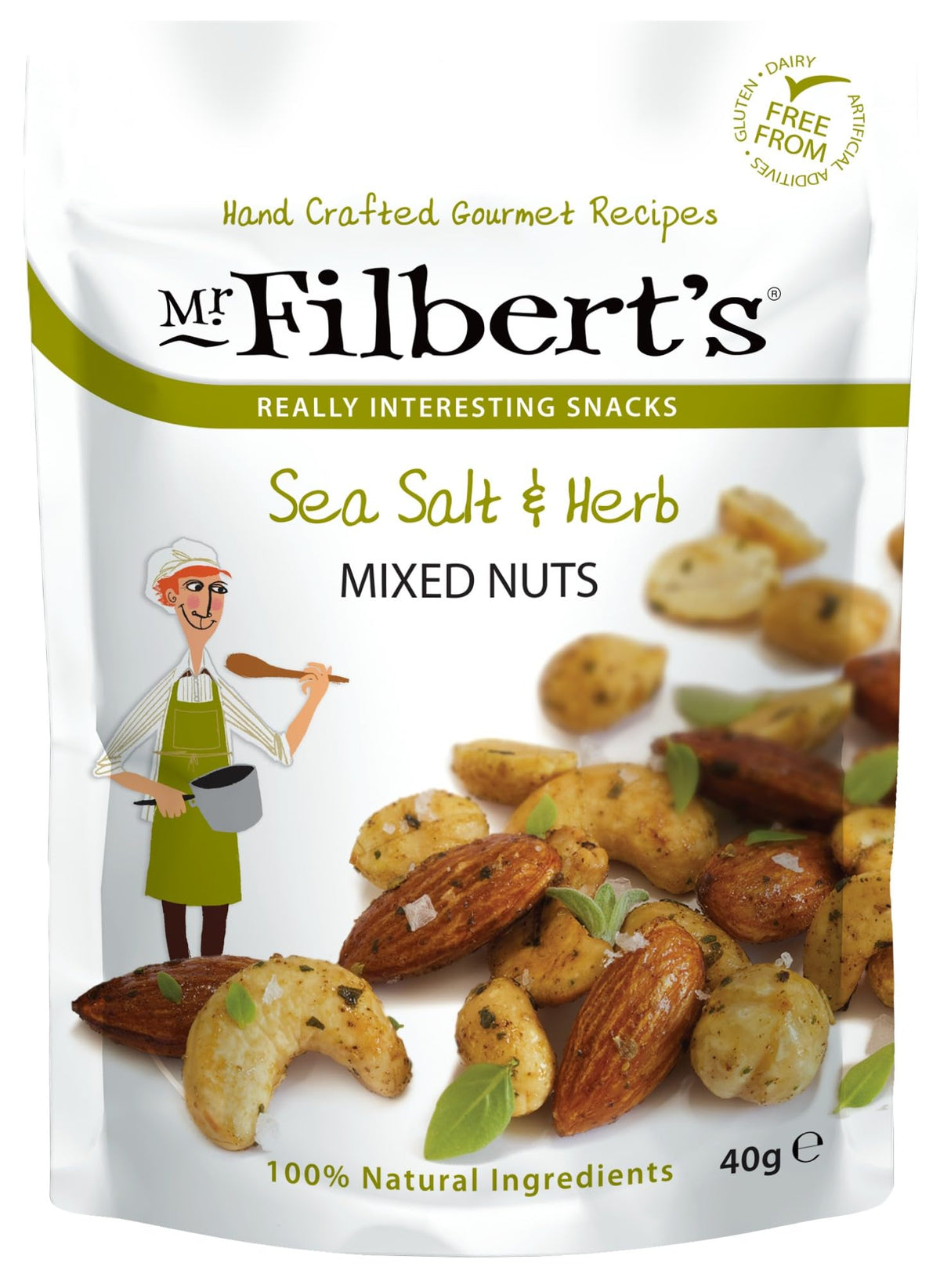 Mr Filbert's Herb Roasted Mixed Nuts - 40g Pack of 20 | Peanuts, Cashews, Almonds | British Herb Seasoning