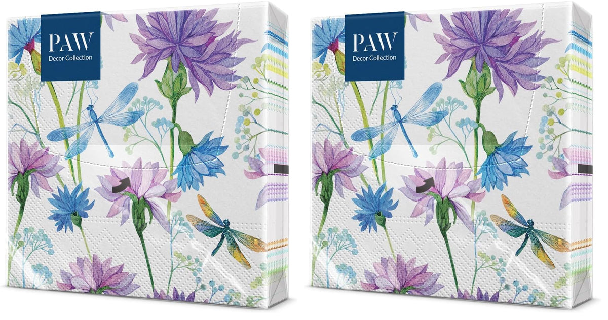 PAW Decor Collection Napkins - 3-Ply Flower With Dragonfly Design | 33 x 33 cm | 20 Pieces 1