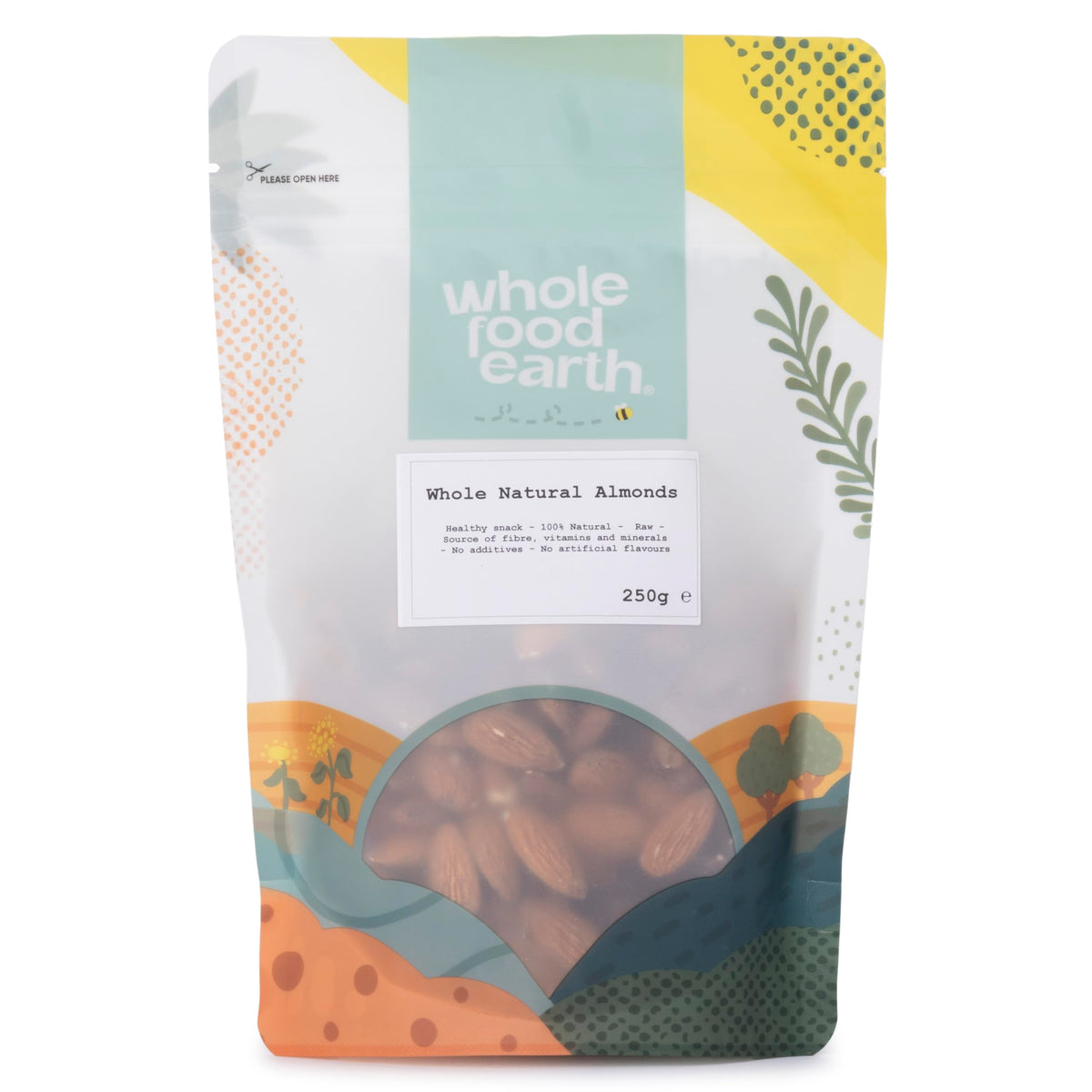 Wholefood Earth Whole Natural Almonds - 250g | GMO Free | High Fibre