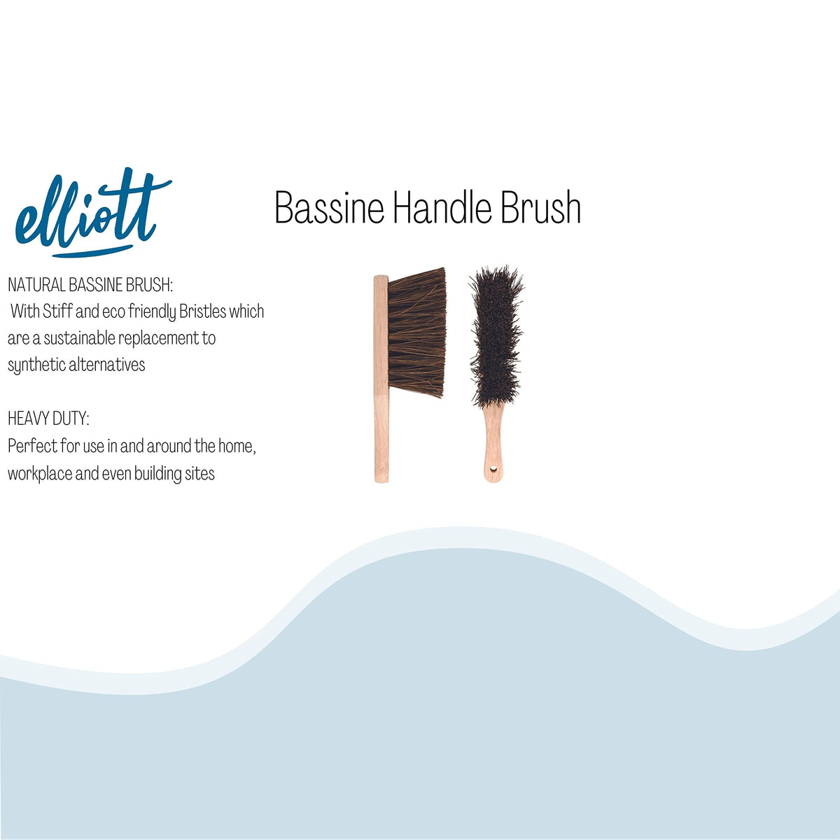 Elliott Natural Bassine Fibre Hand Brush - Stiff Bristles, FSC Certified | 25 cm | Beige 4
