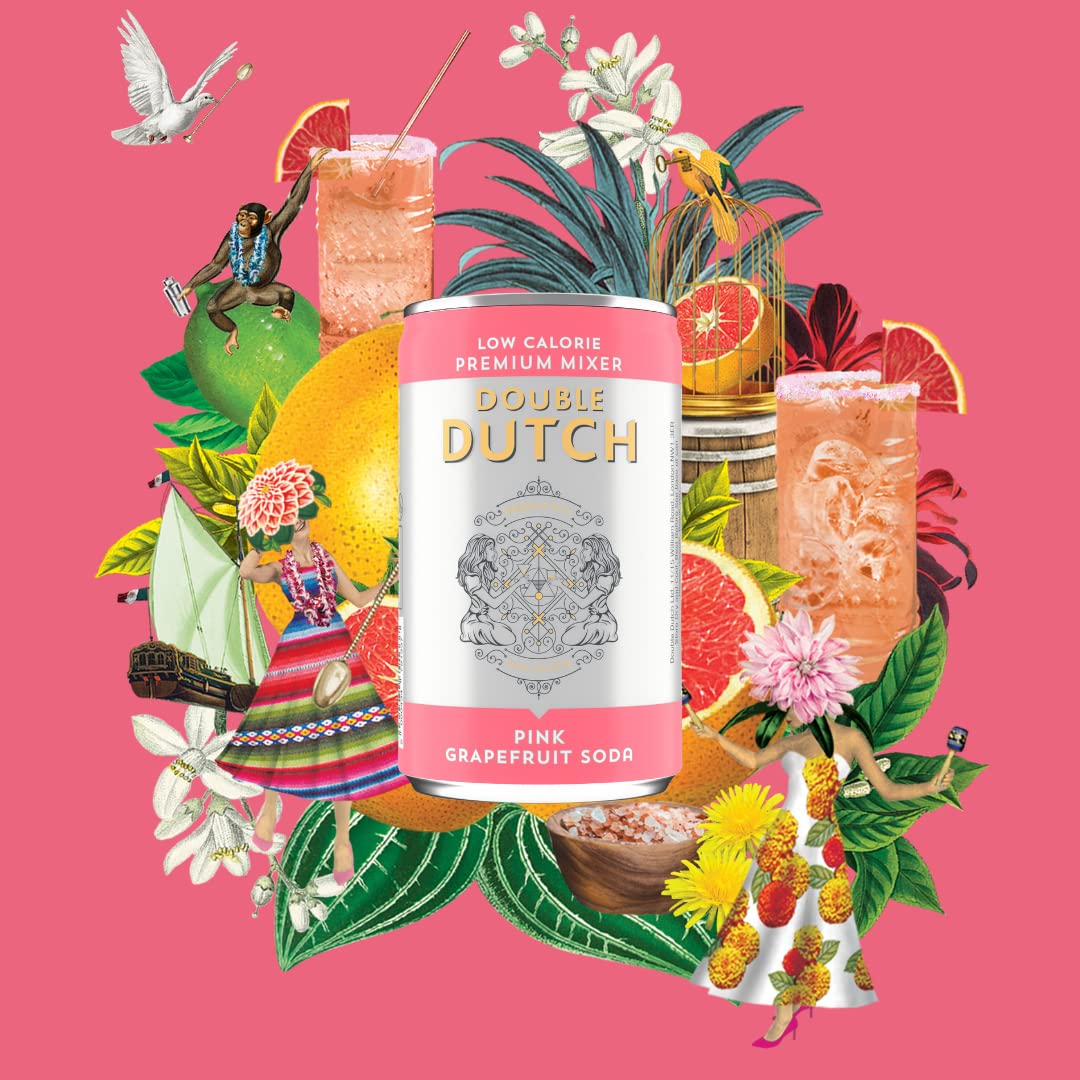 Double Dutch Pink Grapefruit Tonic Water - Low Calorie, Natural Ingredients, 6 x 150ml Cans 2