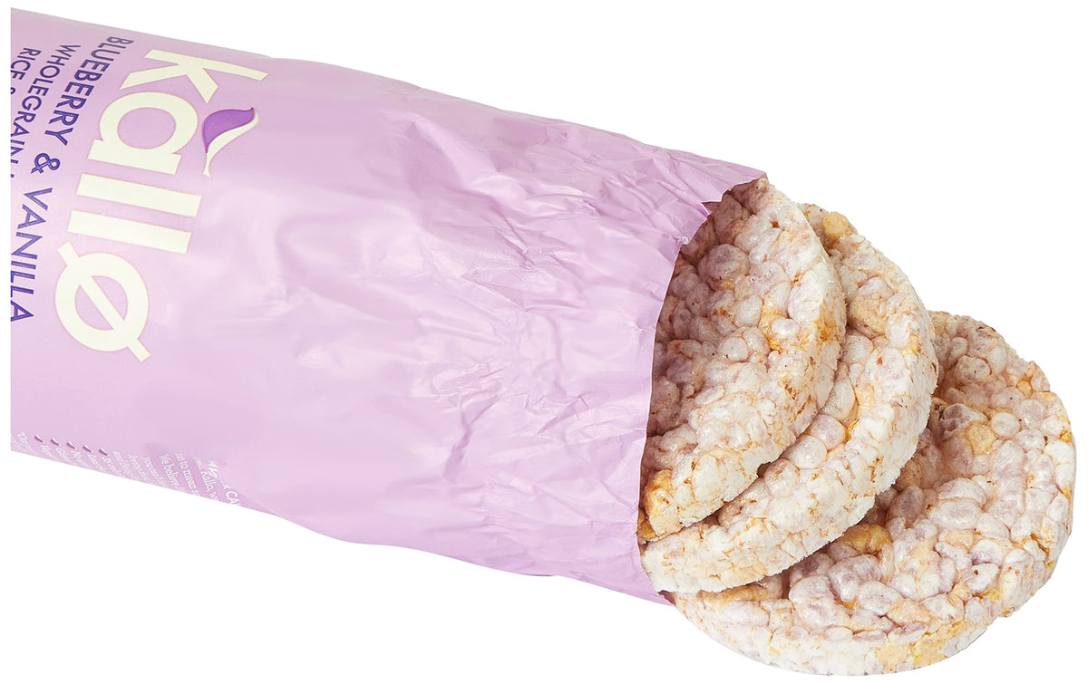 Kallo Blueberry & Vanilla Rice & Corn Cakes - Wholegrain, Low Fat, Gluten-Free Snack (131g Pack of 5)