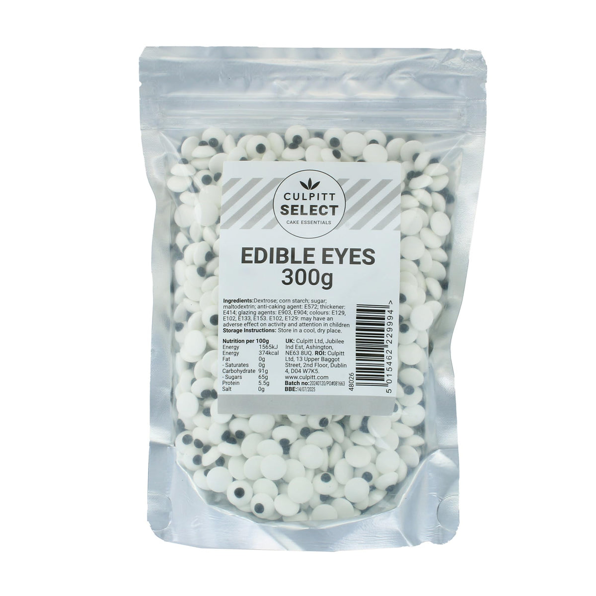 Culpitt Select Edible Eyes - 300g Pouch | Cake Decorations | Sugar