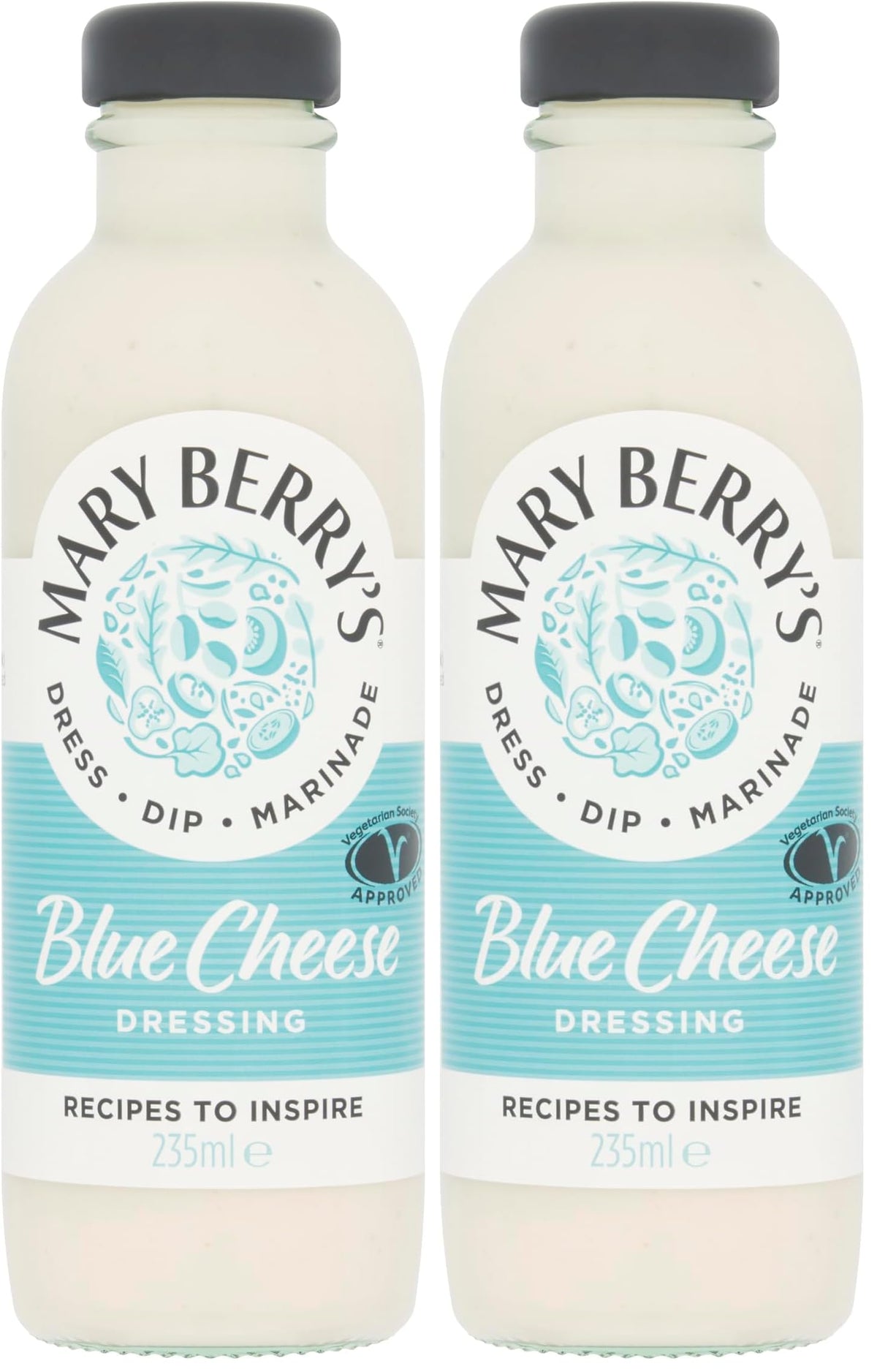 Mary Berry's Blue Cheese Dressing - Rapeseed Oil, Red Wine Vinegar | Pack of 2 x 235 ml | Vegetarian Society Approved