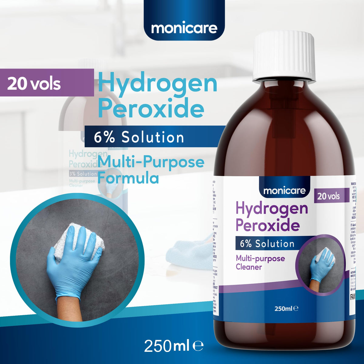 Monicare Hydrogen Peroxide 6% - All-Purpose Cleaner for Laundry & Household Use | 250 ml 2