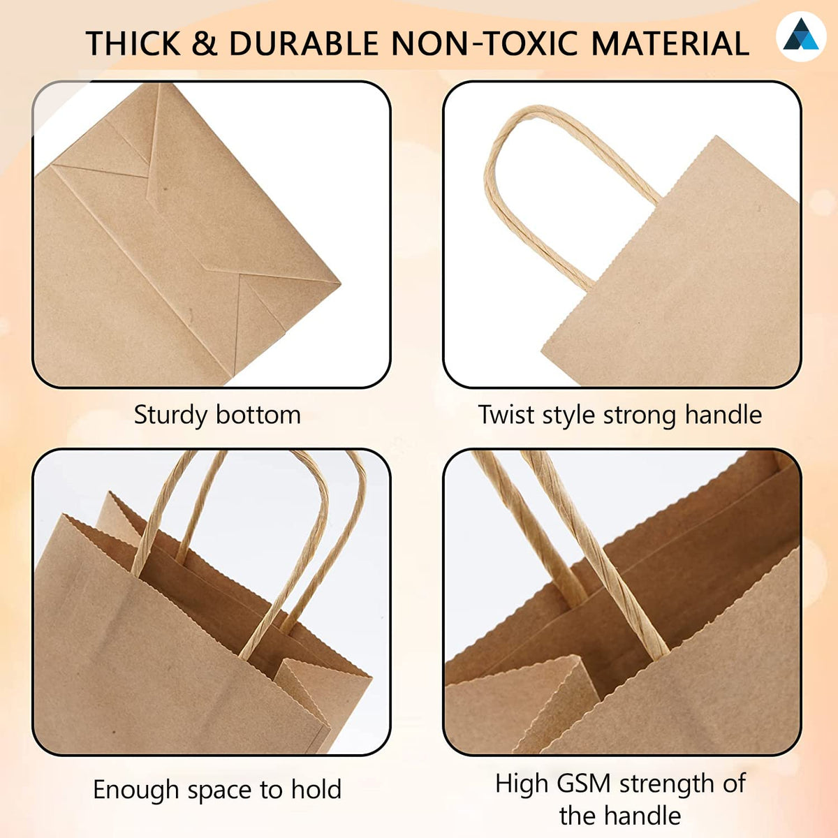 Nationwide Paper Kraft Paper Bags - Food Safe, Medium Size (25 Count) 3