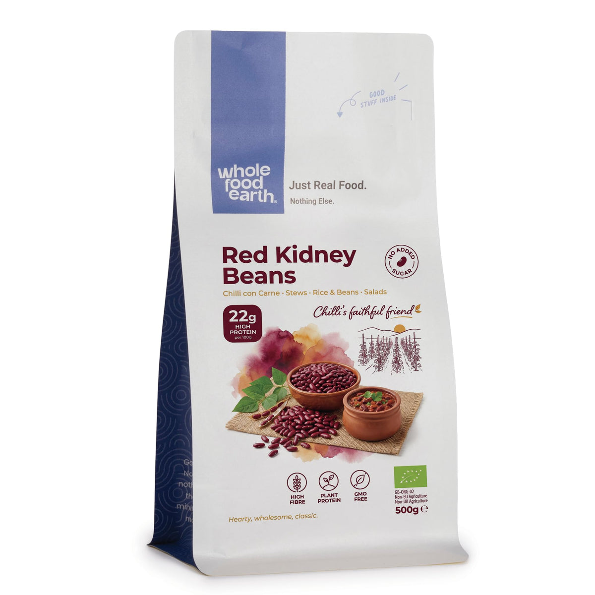 Wholefood Earth Organic Red Kidney Beans - 500g Raw | Vegan | GMO Free