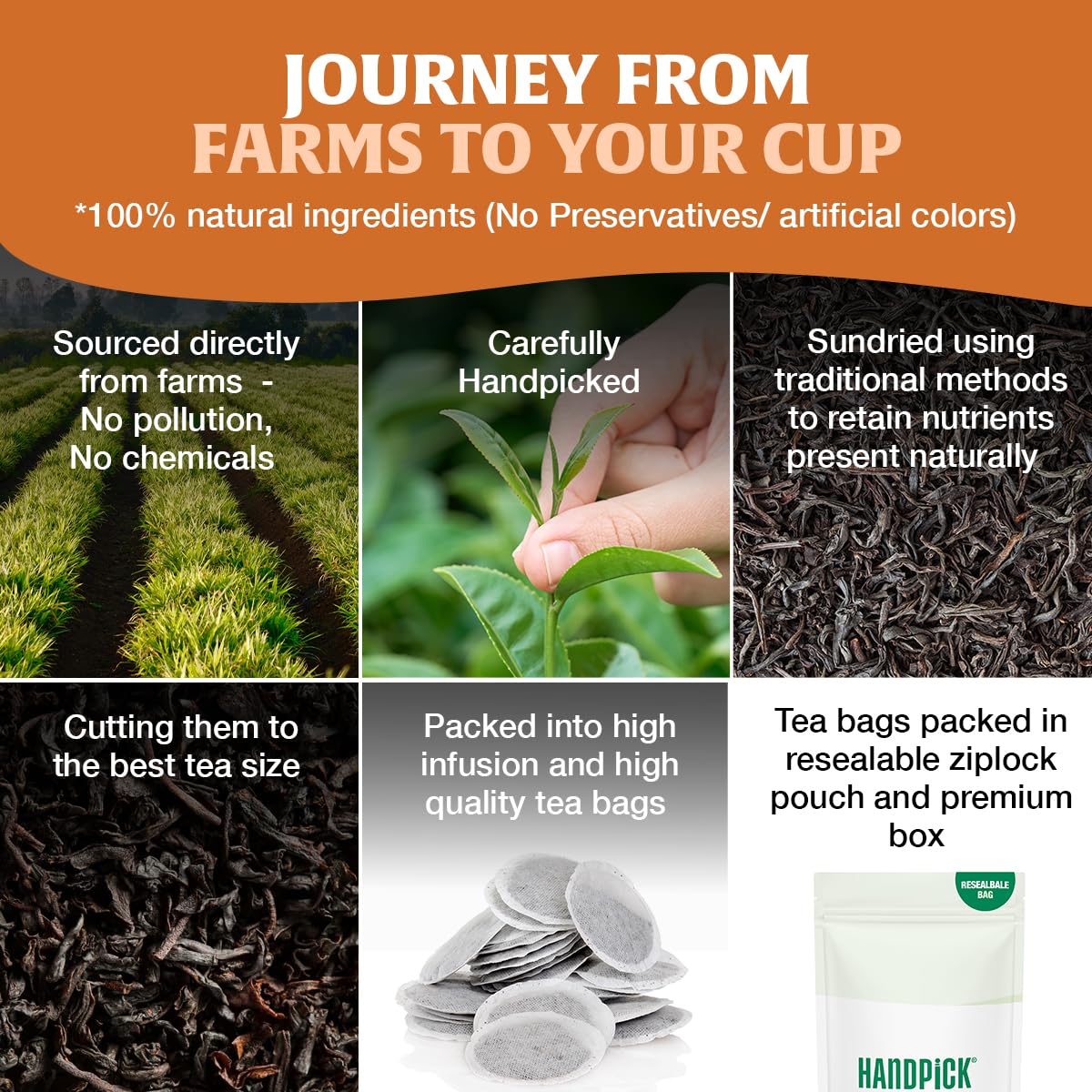 HANDPICK Earl Grey Black Tea Bags - 100 Count | Bergamot Extracts | Nourishing & Refreshing 5
