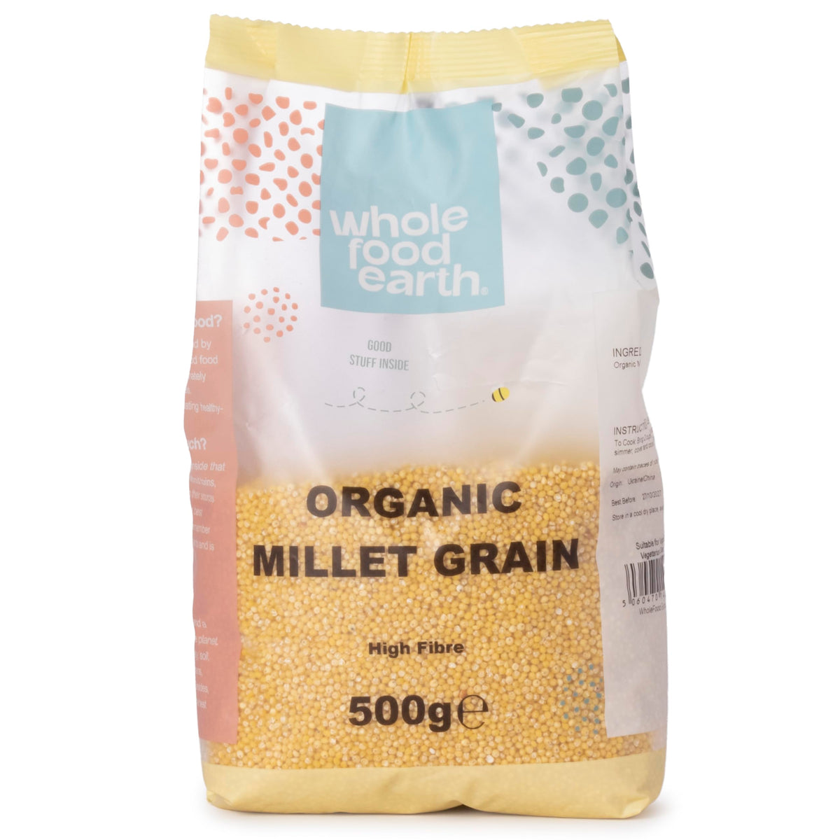 Wholefood Earth Organic Pearl Millet Grain - High Fibre, Vegan, GMO Free | 500g