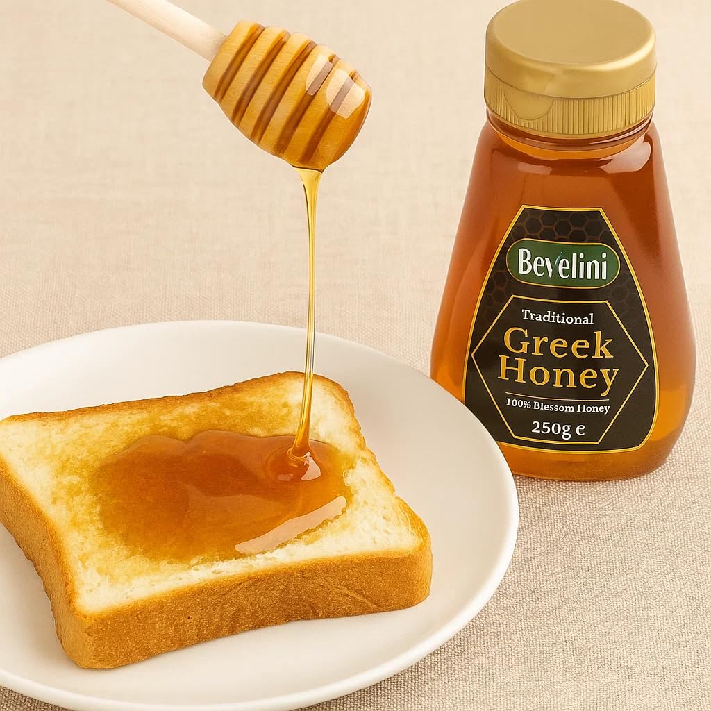 Bevelini Greek Blossom Honey - Smooth Natural Taste, 250g Squeezy Bottle 3