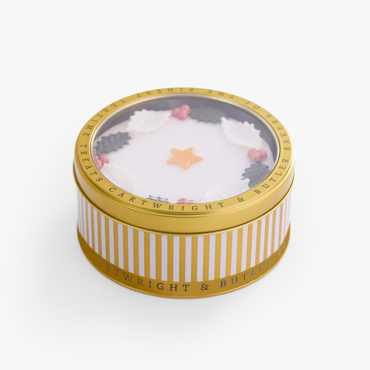 Cartwright & Butler Merry Christmas Iced Round Cake - 700g | Reusable Tin