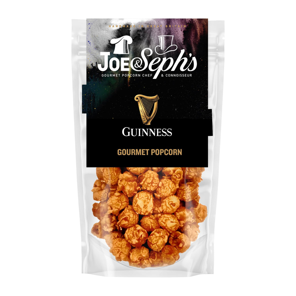 Joe & Seph's Guinness Gourmet Popcorn - 70g Pouch | Sweet & Savoury | Made with Real Guinness Beer