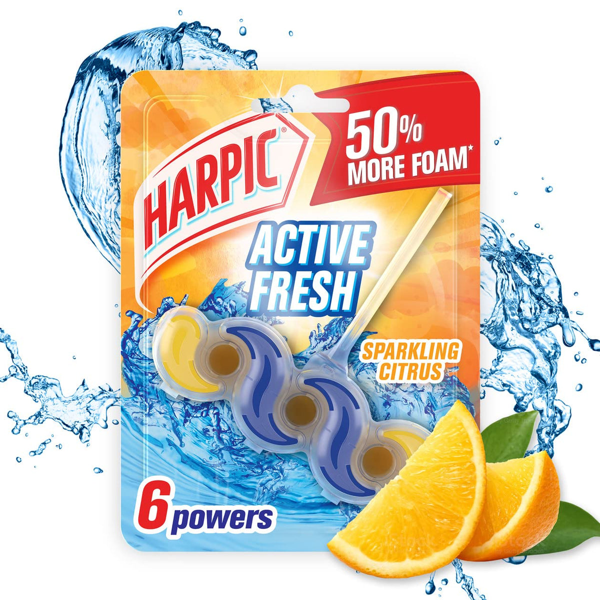 Harpic Active Fresh Toilet Rim Block - Sparkling Citrus, Pack of 6 | Cleans & Maintains Shine | Anti-Lime Scale 2