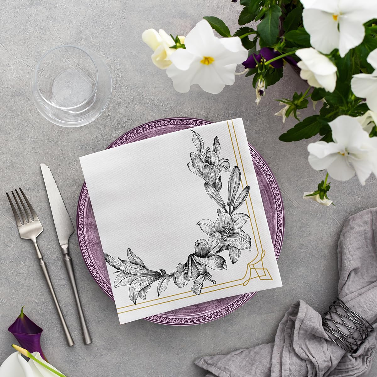 PAW Decor Collection Royal Lily Airlaid Napkins - 50 Pack, 40 x 40 cm 5