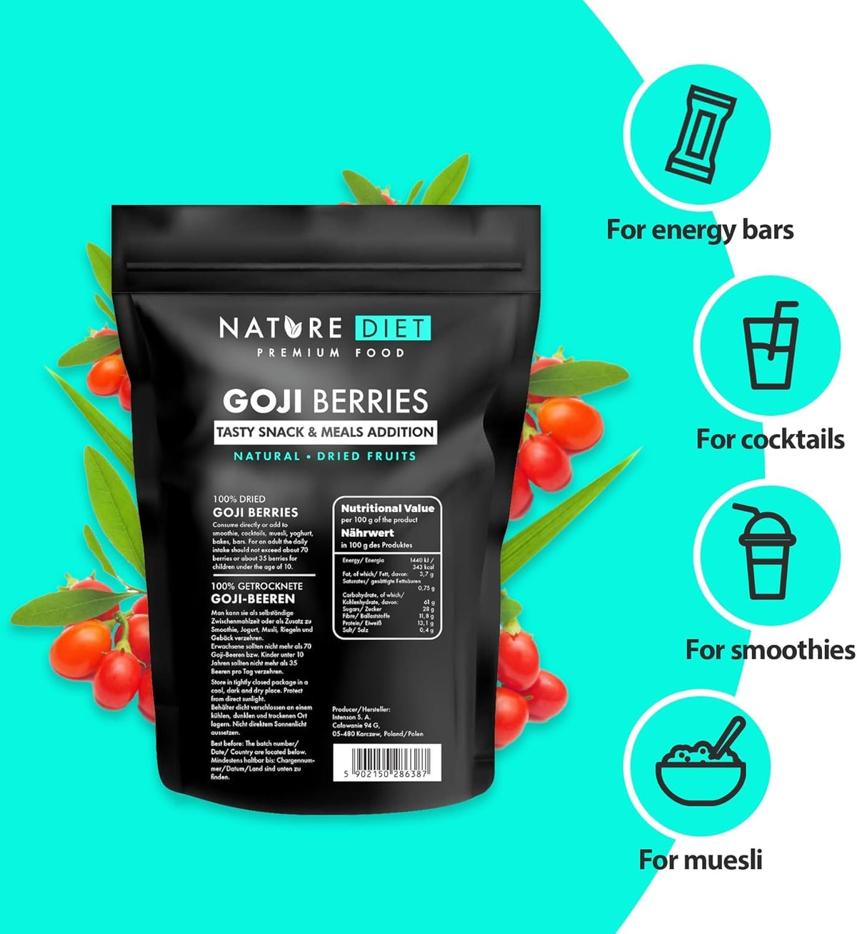 Nature Diet Goji Berries - 500g | Rich in Fibre, Antioxidants & Protein 5