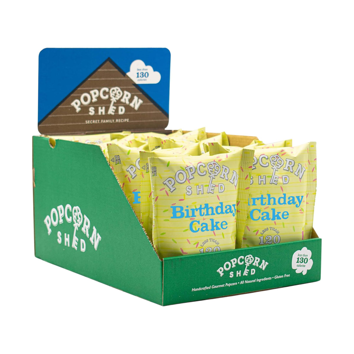 Popcorn Shed Birthday Cake Gourmet Popcorn - Vanilla Caramel, 16 x 24g Packs