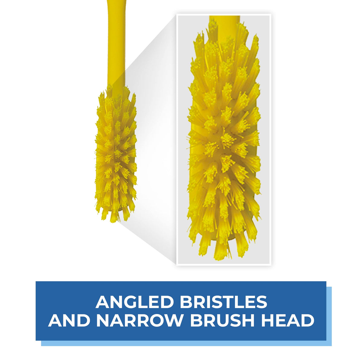 Vikan Fine Dish Brush - Heavy-Duty, Narrow, Slip-Resistant Cleaning Brush with Scraper | Yellow Plastic