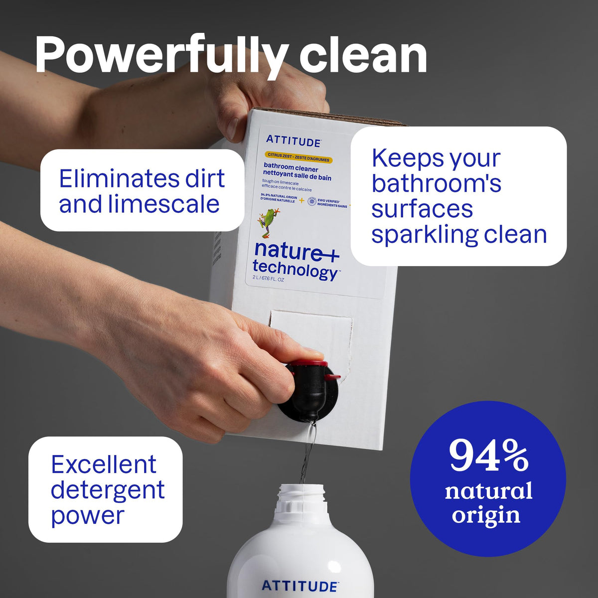 ATTITUDE Bathroom Cleaner Spray - EWG Verified, Plant-Based, Vegan, Streak-Free Shine (2 x 800 ml) 3