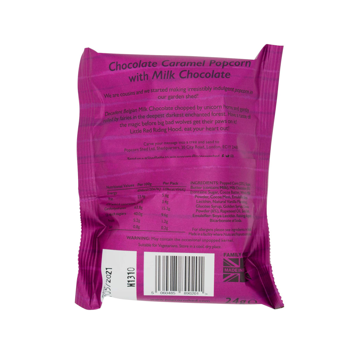 Popcorn Shed Pop N Choc Gourmet Popcorn Snack Pack - Chocolate Caramel Flavour, 24g