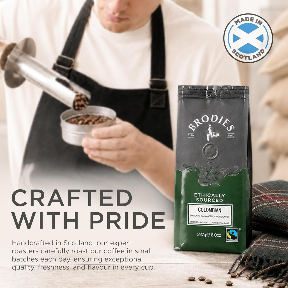 Brodies Colombian Fairtrade Ground Coffee - 100% Arabica, Medium Intensity, Chocolate Notes | 227g Pack of 6 4