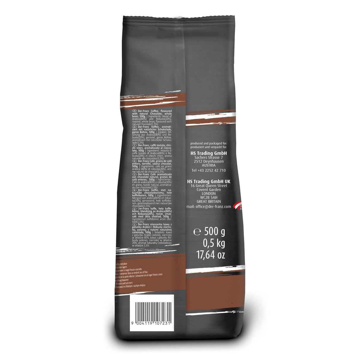 Der-Franz Chocolate Flavoured Ground Coffee - 1000g (2 x 500g Packs)