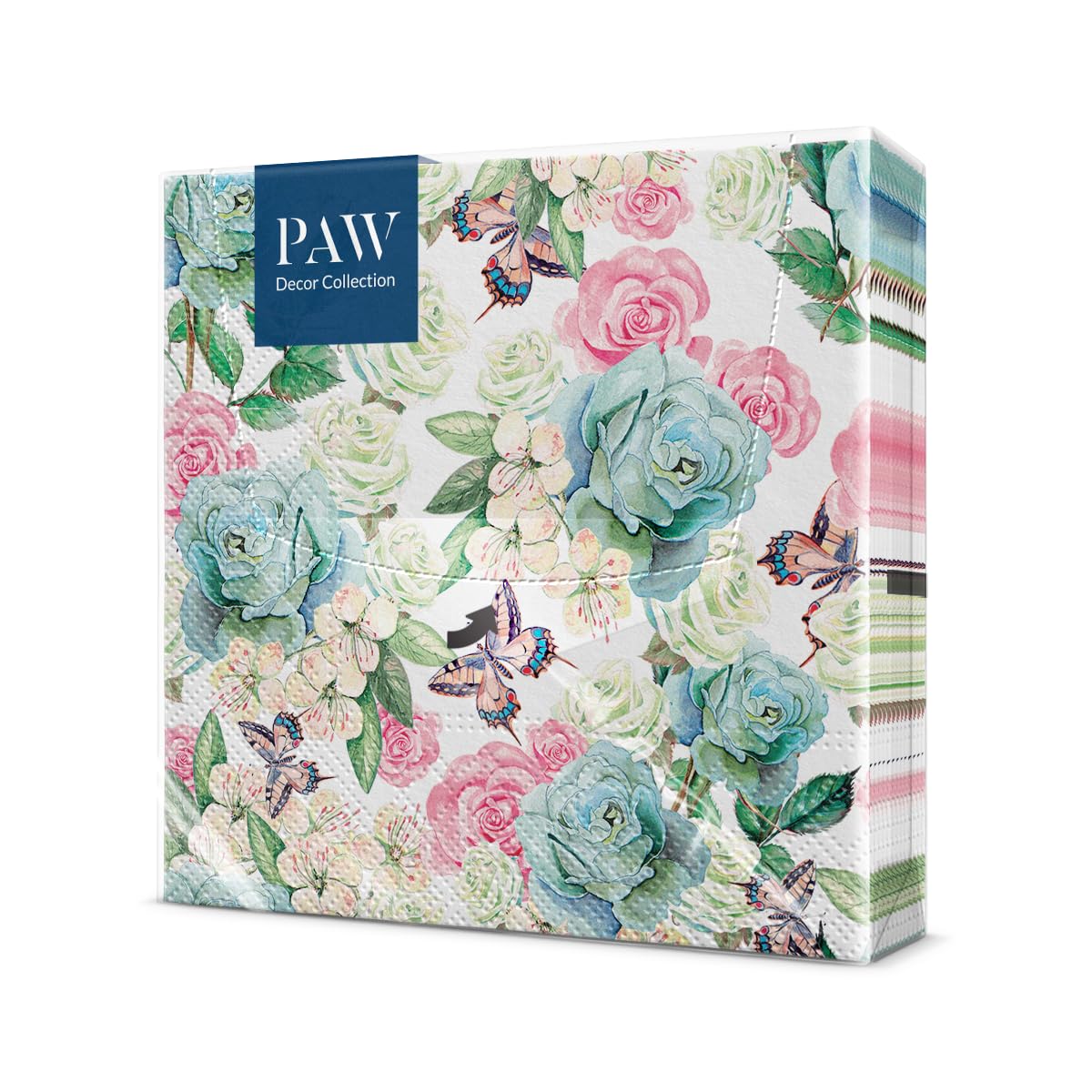 PAW Decor Collection Powder Garden Napkins - 3-Ply Silk Paper, 33 x 33 cm, 20 Pack