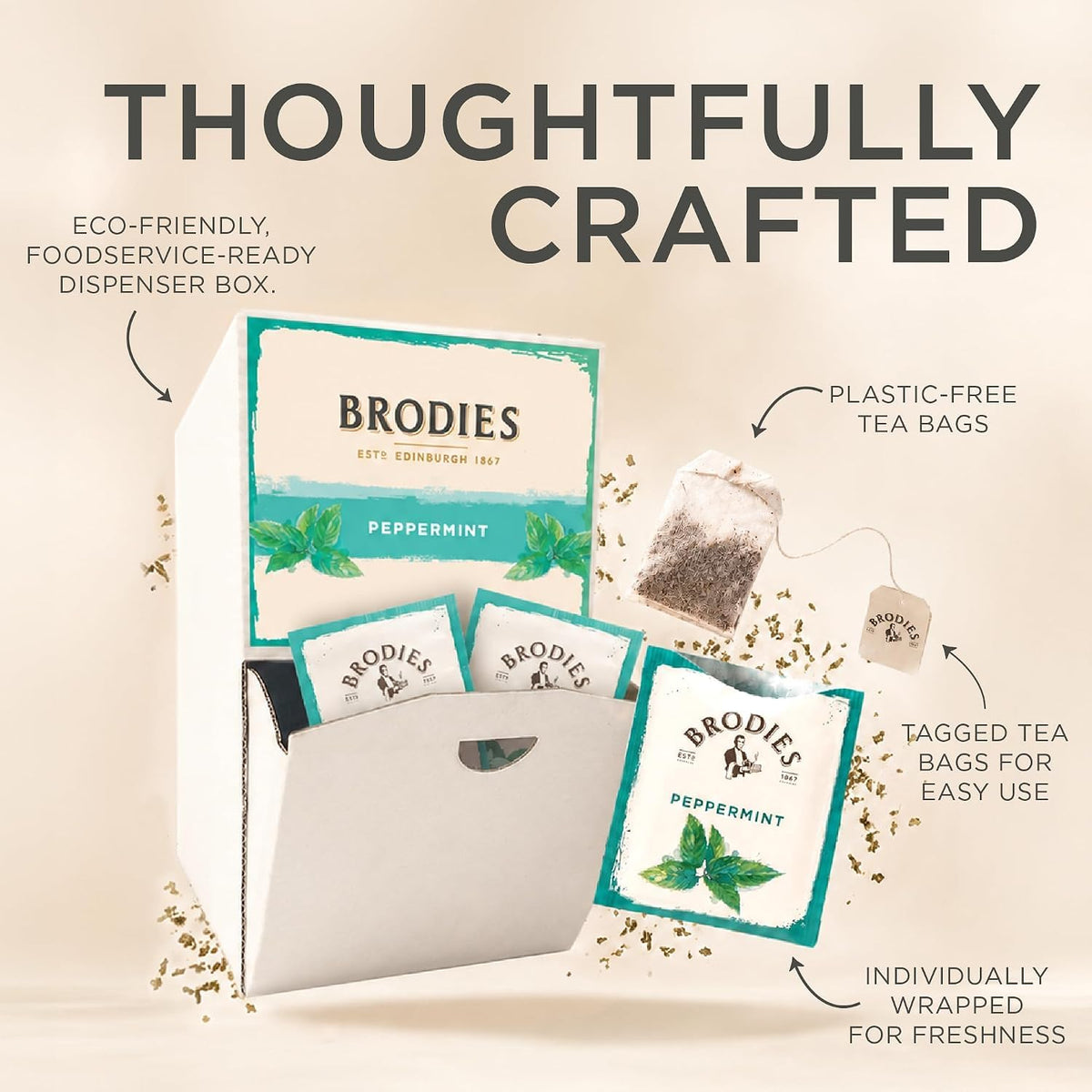 Brodies Peppermint Herbal Tea - Digestive Aid | 250 Tea Bags | Caffeine Free 3