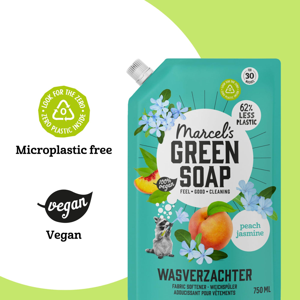 Marcel's Green Soap Fabric Conditioner Refill - Peach & Jasmine Scent - 750ml (Pack of 2) 3
