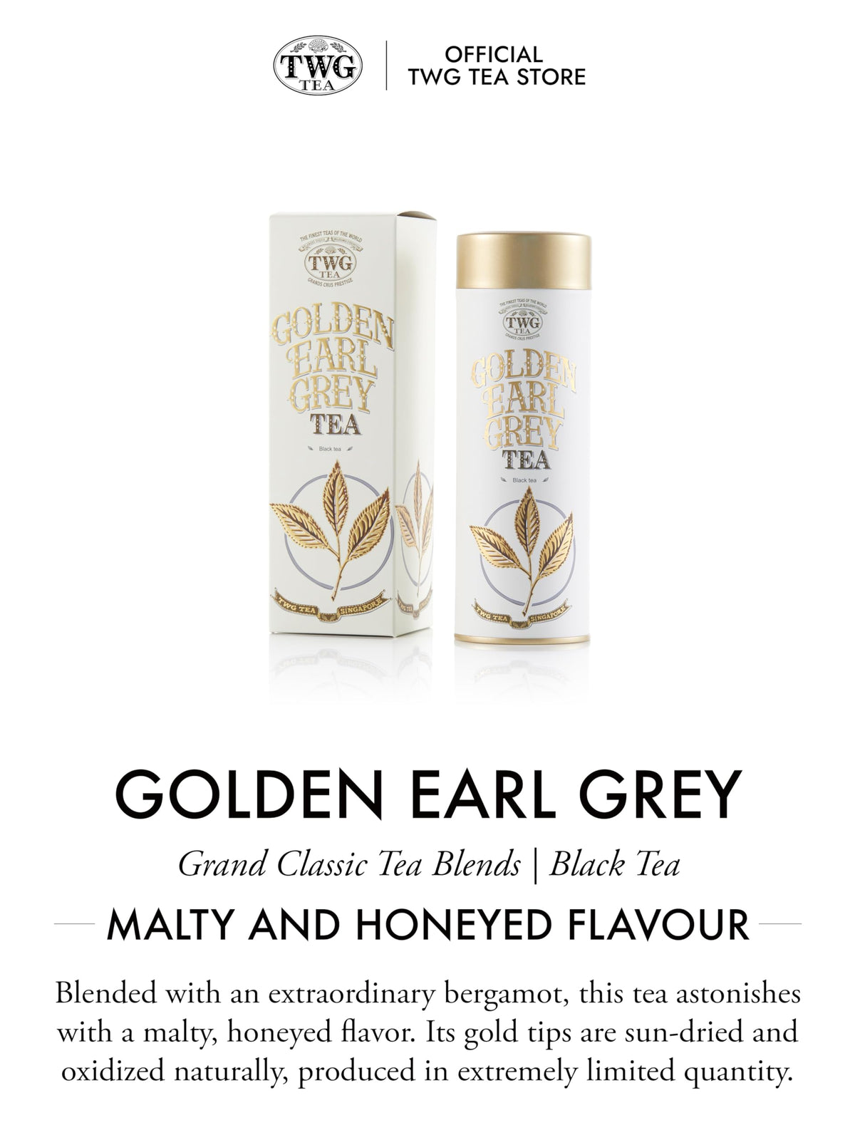 TWG Tea Golden Earl Grey - Loose Leaf Black Tea with Bergamot | 100g