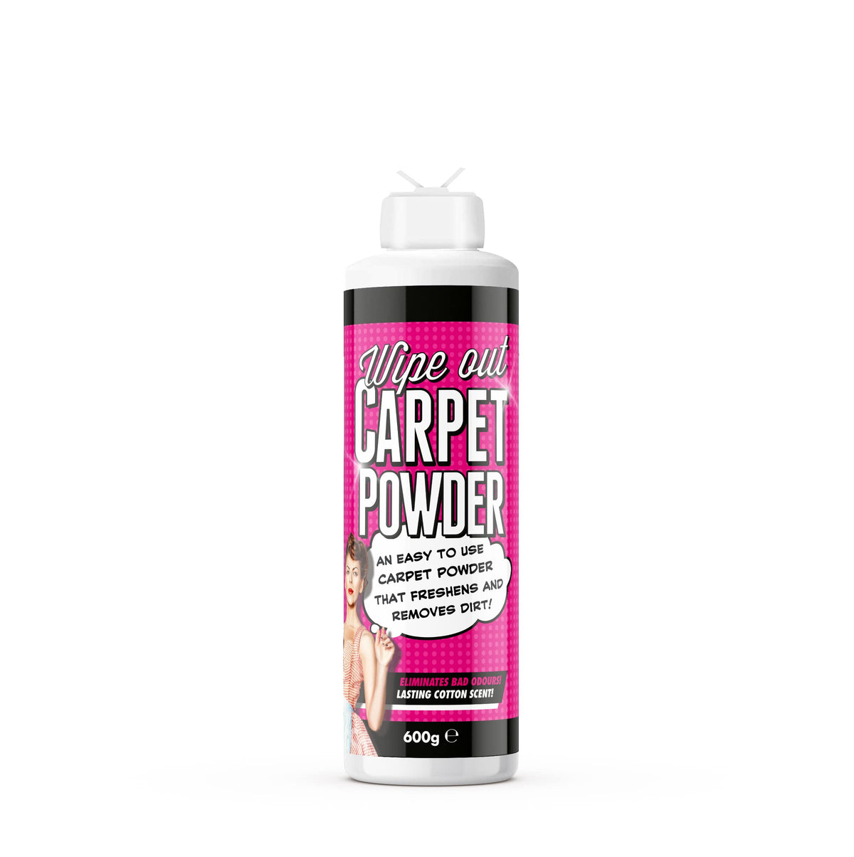 Wipeout Magic Carpet Powder Refresher - Removes Stains & Odours | Fresh Cotton Scent | 600g