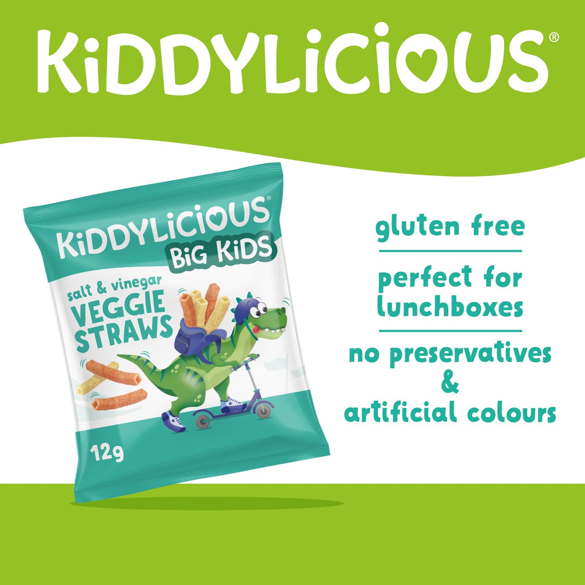 Kiddylicious Salt & Vinegar Straws - Toddler Snacks | 12g Pack of 16