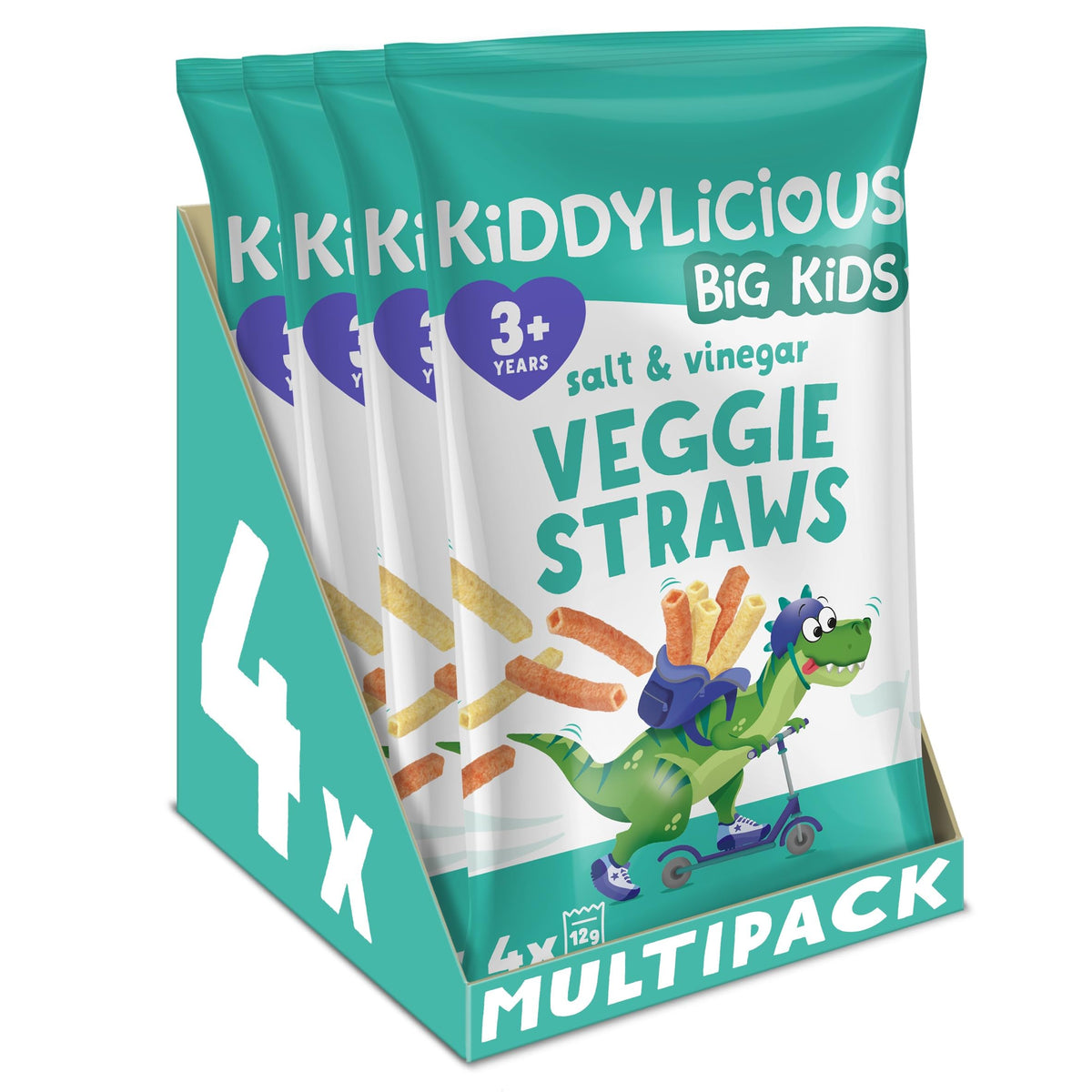 Kiddylicious Salt & Vinegar Straws - Toddler Snacks | 12g Pack of 16