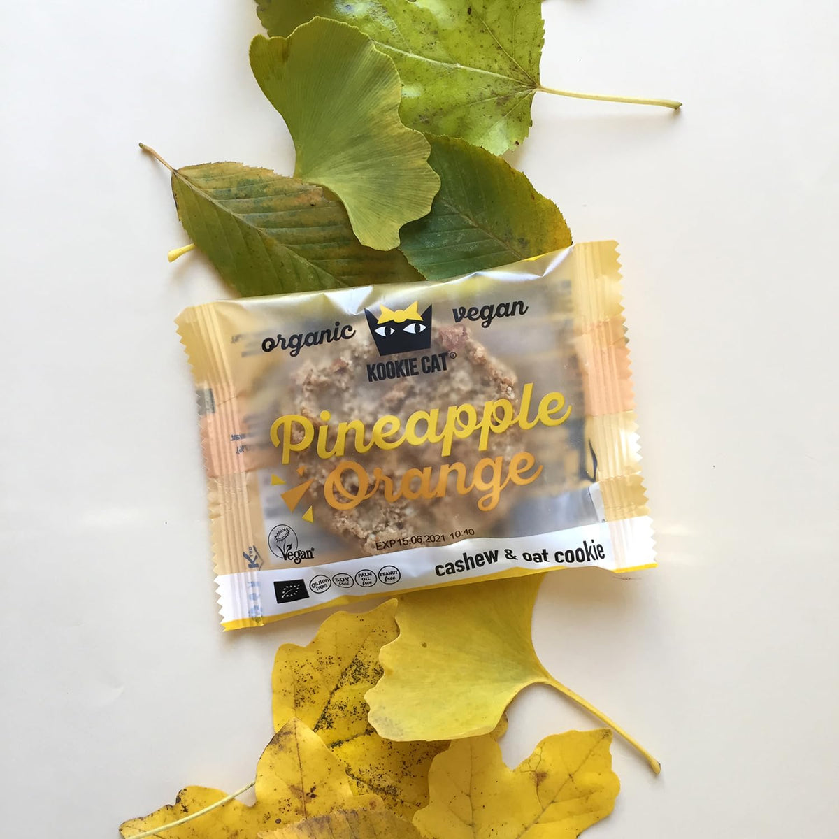 Kookie Cat Pineapple & Orange Vegan Cookies - 12 Pack, 50g Each