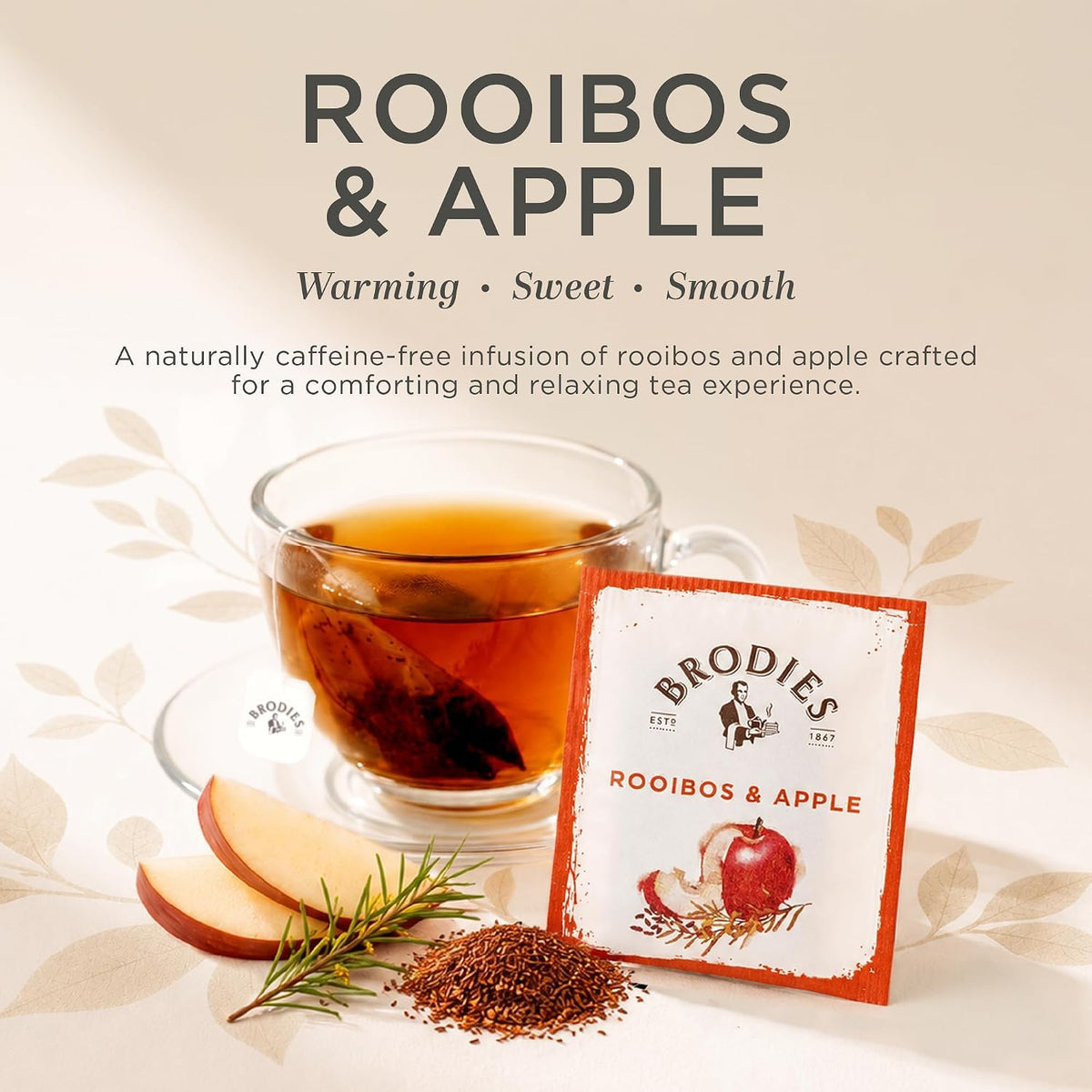 Brodies Rooibos and Apple Tea - Naturally Sweet & Caffeine-Free | 120 Tea Bags (6 x 20)