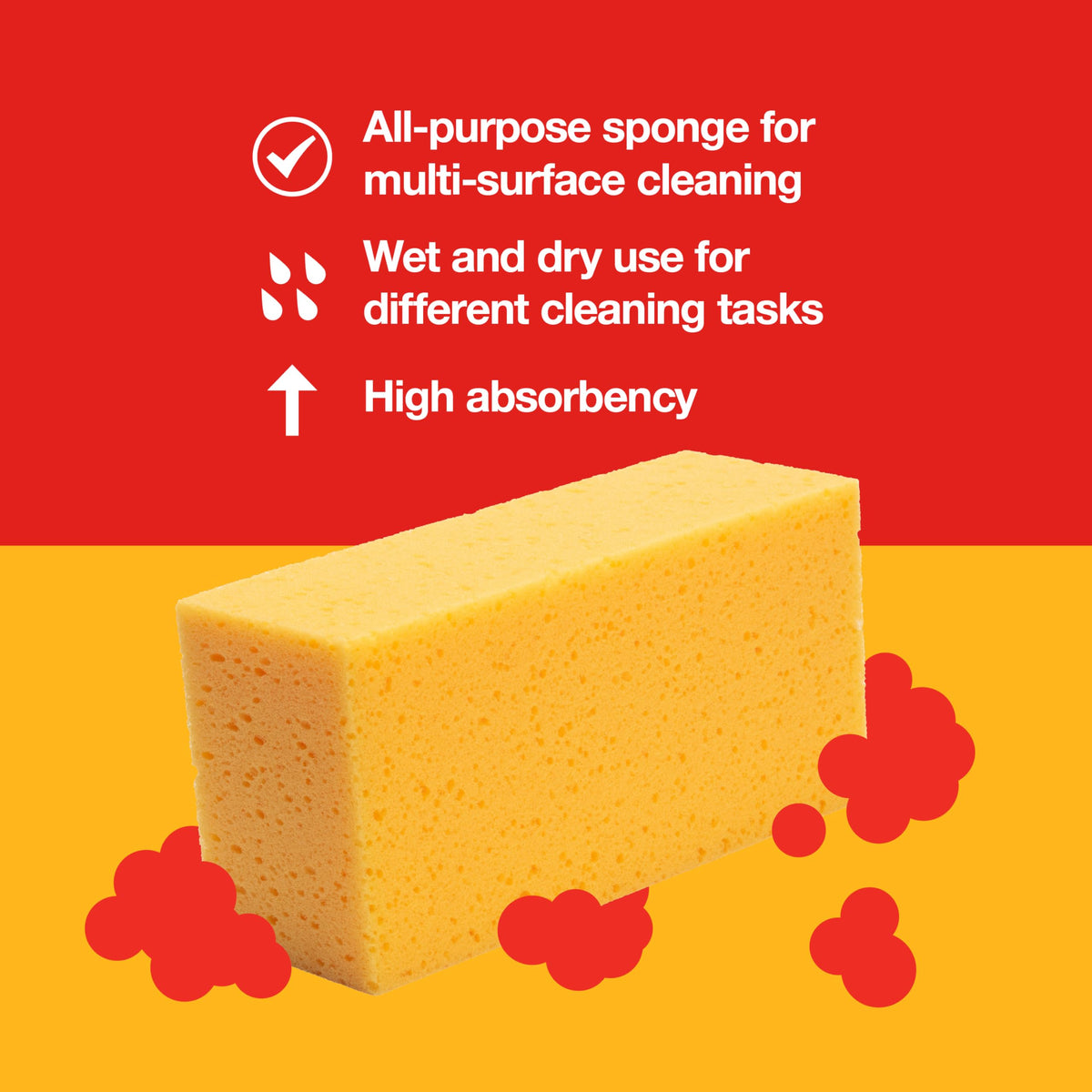 Amtech Multipurpose Sponge - Highly Absorbent, Durable | Yellow, 22x11x8cm 4