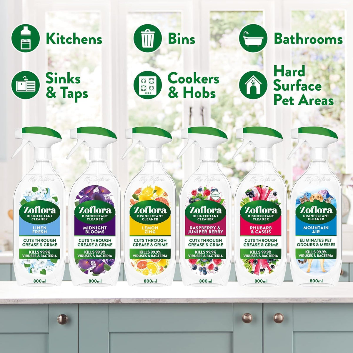 Zoflora Midnight Blooms Multipurpose Cleaner Trigger Spray - Kills 99.9% of Viruses & Bacteria, 800ml 4