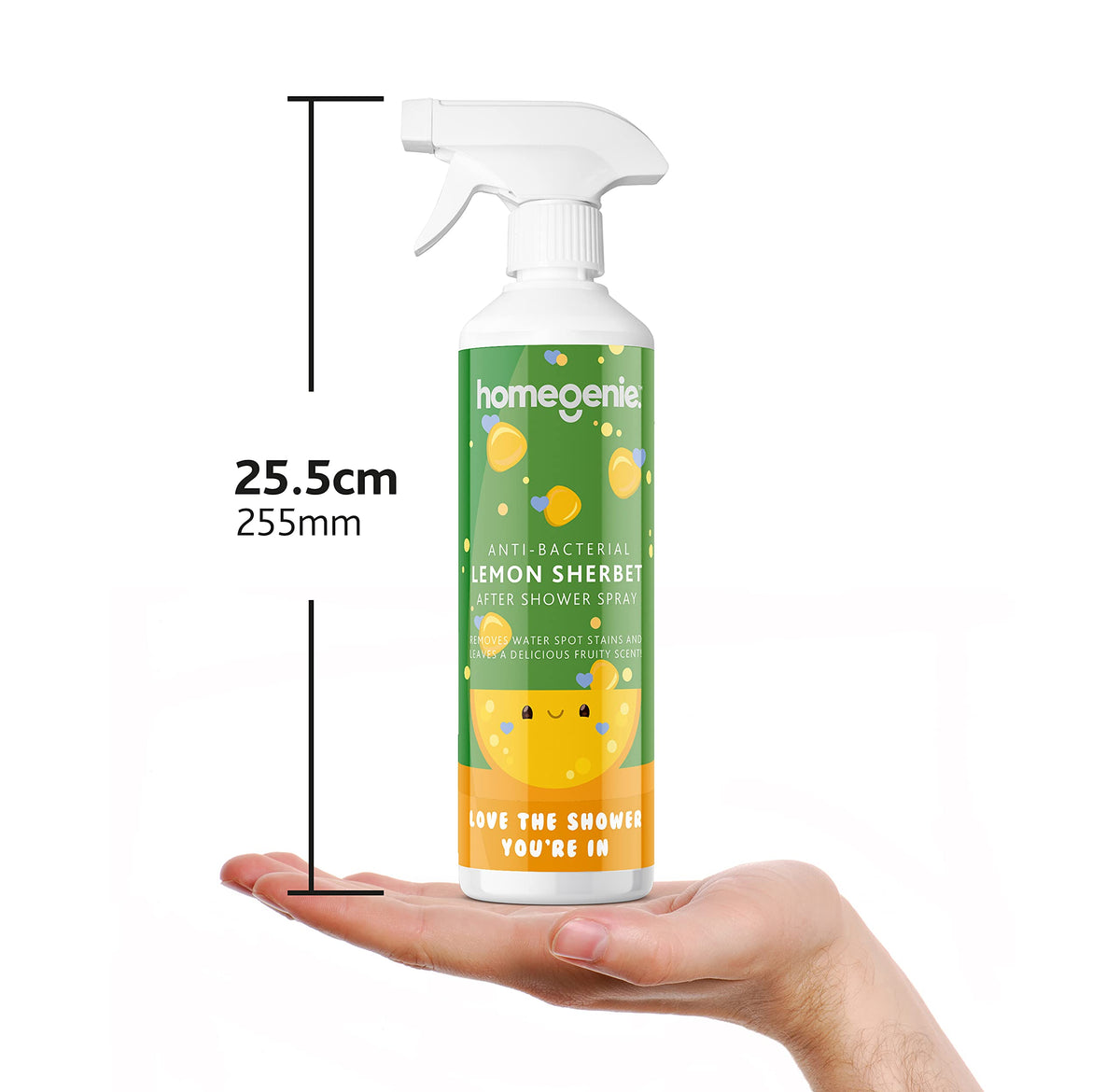 HomeGenie Anti-Bacterial After Shower Cleaner - 500ml Spray | Streak-Free Finish | Lemon Sherbet