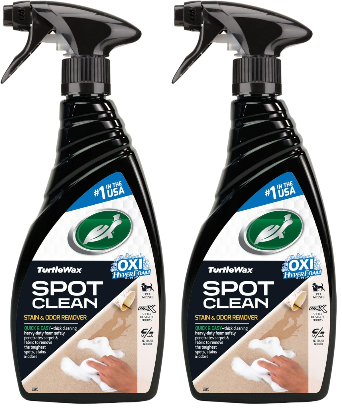 Turtle Wax 54049 Spot Clean Stain & Odor Remover - 500ml Pack of 2