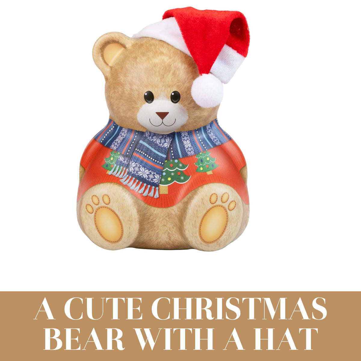 The Silver Crane co. Christmas Bear with Hat Gift Set - 200g Chocolate Chip Cookies | Vegetarian | Reusable Tin 3